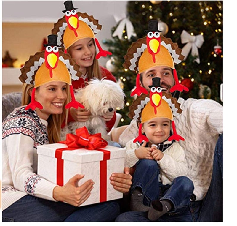 Asekonc Plush Turkey Thanksgiving Hat With Head, Legs And Tail Fancy Dress Accessory,Thanksgiving Party Costume, Outfit and Dress - Image 5